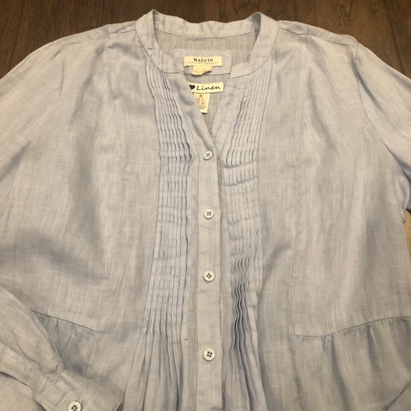 - - Malvin I Love Linen Blue Tunic Size Small US6 - Picture 2 of 9